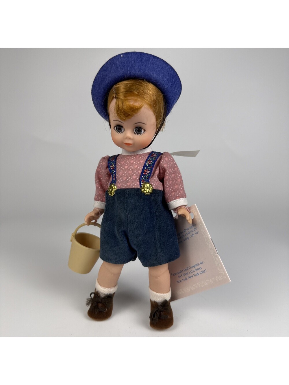 Madame Alexander Jack 455 Miniature Showcase 8" Vintage Boy Doll Blue Hat Bucket